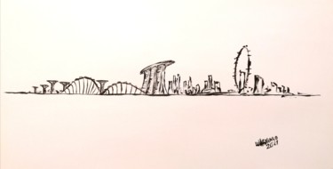 Painting titled "Singapore Skyline M…" by Wabyanko, Original Artwork, Acrylic