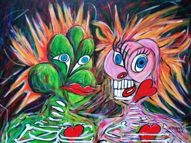 Schilderij getiteld "Lovers portrait" door Wabyanko, Origineel Kunstwerk, Acryl