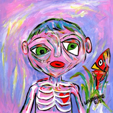 Pittura intitolato "Boy and Bird" da Wabyanko, Opera d'arte originale, Acrilico