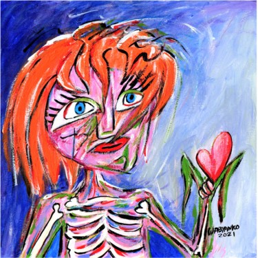Lady Flower Heart Painting titled "Lady Flower Heart" by Wabyanko, Original Art, Acrylic