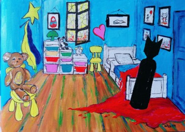 Painting titled "Chambre enfant zone…" by Wabyanko, Original Artwork, Acrylic