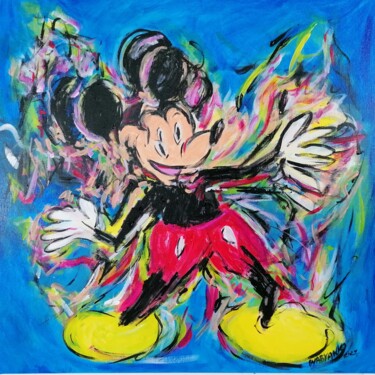 Painting titled "Mickey Abstraction…" by Wabyanko, Original Artwork, Acrylic Mounted on Wood Stretcher frame