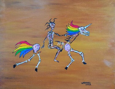 Schilderij getiteld "Riding Unicorn" door Wabyanko, Origineel Kunstwerk, Acryl