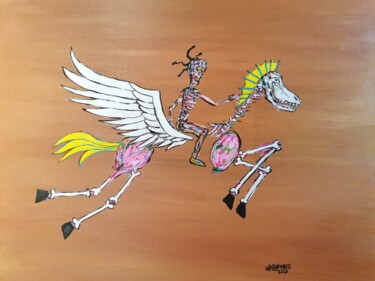 Schilderij getiteld "Riding Pegasus" door Wabyanko, Origineel Kunstwerk, Acryl