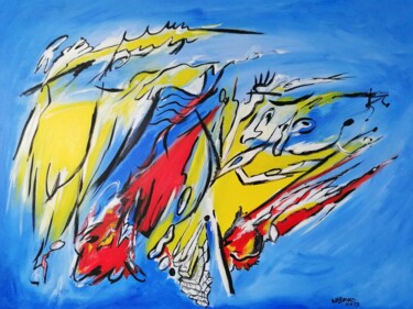 Картина под названием "Empty sky" - Wabyanko, Подлинное произведение искусства, Акрил Установлен на Деревянная рама для носи…