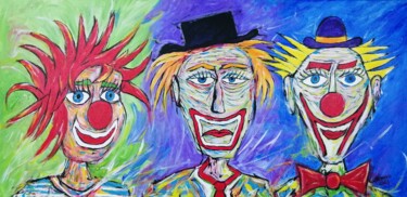 「George Clown Age」というタイトルの絵画 Wabyankoによって, オリジナルのアートワーク, アクリル ウッドストレッチャーフレームにマウント