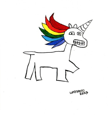 绘画 标题为“Funny Licorne” 由Wabyanko, 原创艺术品, 丙烯
