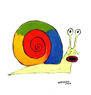 Pintura titulada "Escargot rainbow" por Wabyanko, Obra de arte original, Acrílico