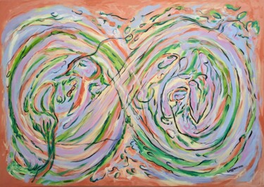 Painting titled "Cycle infini" by Wabyanko, Original Artwork, Acrylic Mounted on Wood Stretcher frame