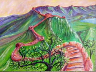 Painting titled "Great Wall of China" by Wabyanko, Original Artwork