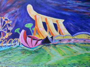 Malerei mit dem Titel "Singapore Marina Ba…" von Wabyanko, Original-Kunstwerk, Acryl