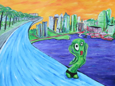 Pintura intitulada "Singapore scream Ma…" por Wabyanko, Obras de arte originais, Acrílico