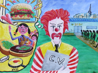 Painting titled "Burger Bacon come b…" by Wabyanko, Original Artwork, Acrylic