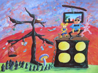Painting titled "Blessing gangnam st…" by Wabyanko, Original Artwork, Acrylic