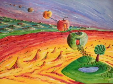 Malerei mit dem Titel "Apple Way" von Wabyanko, Original-Kunstwerk, Öl