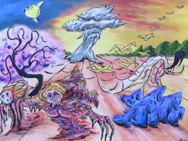 Pittura intitolato "Hiroshima Atomic mu…" da Wabyanko, Opera d'arte originale, Acrilico