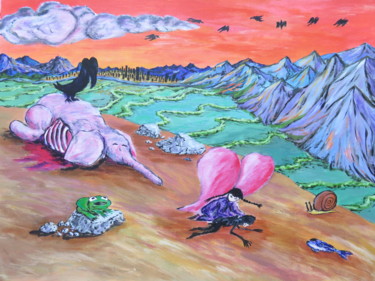 Pintura intitulada "Elephant Rose" por Wabyanko, Obras de arte originais, Acrílico