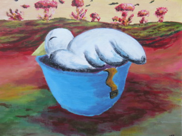 Schilderij getiteld "Dodo dove of peace" door Wabyanko, Origineel Kunstwerk, Acryl
