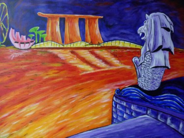 Картина под названием "Merlion Singapore M…" - Wabyanko, Подлинное произведение искусства, Акрил