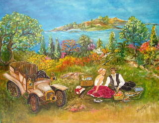 Peinture intitulée "Déjeuner sur l'herbe" par Wadislava Dedoncker (Wadis), Œuvre d'art originale