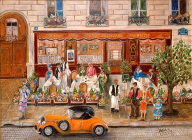 Peinture intitulée "le bistrot Haussmann" par Wadislava Dedoncker (Wadis), Œuvre d'art originale