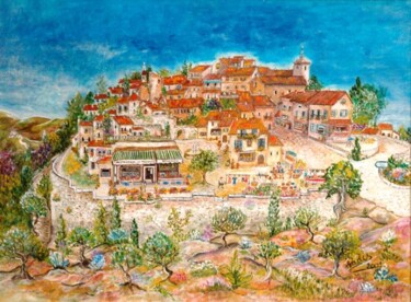 Peinture intitulée "village provençal" par Wadislava Dedoncker (Wadis), Œuvre d'art originale