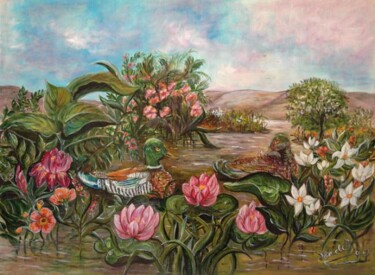 Peinture intitulée "les canards" par Wadislava Dedoncker (Wadis), Œuvre d'art originale