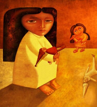 Digital Arts titled "The puppet carriers" by Wael Hamid, Original Artwork, Digital Painting