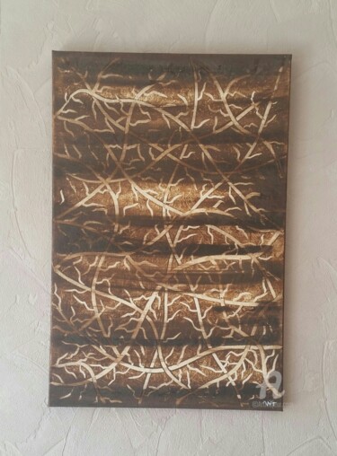 Painting titled "Racines" by Wafae Tbatou, Original Artwork, Acrylic Mounted on Wood Stretcher frame