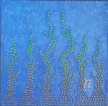 Peinture intitulée "Verdure de mer" par Wafae Tbatou, Œuvre d'art originale, Acrylique Monté sur Châssis en bois