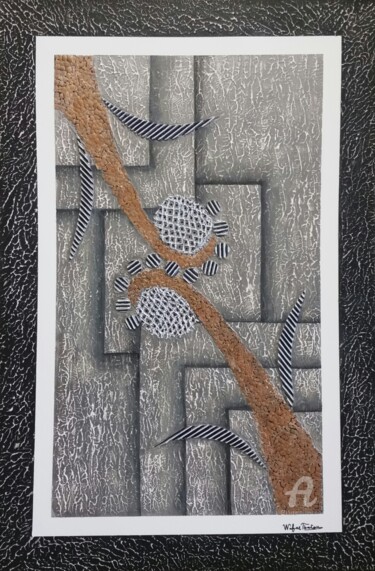 Картина под названием "Métallique 5" - Wafae Tbatou, Подлинное произведение искусства, Акрил Установлен на Деревянная рама д…