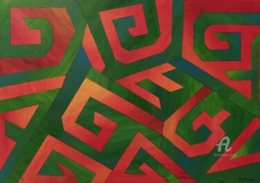 Pintura titulada "Abstraction 4" por Wafae Tbatou, Obra de arte original, Acrílico Montado en Bastidor de camilla de madera