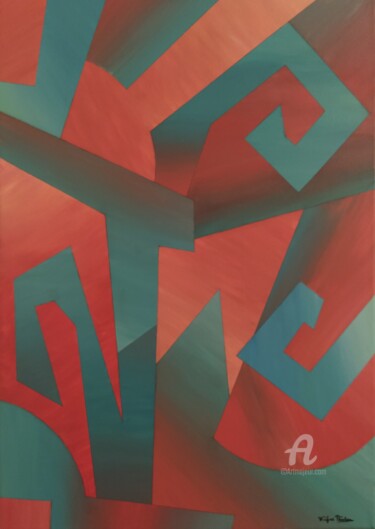 Painting titled "Abstraction 5" by Wafae Tbatou, Original Artwork, Acrylic Mounted on Wood Stretcher frame