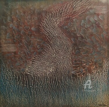Schilderij getiteld "Instinct 6" door Wafae Tbatou, Origineel Kunstwerk, Acryl Gemonteerd op Frame voor houten brancard