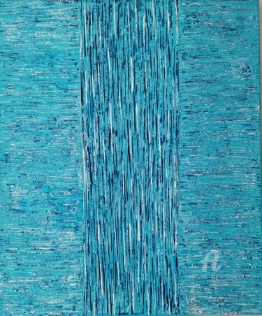 Painting titled "Azur" by Wafae Tbatou, Original Artwork, Acrylic Mounted on Wood Stretcher frame