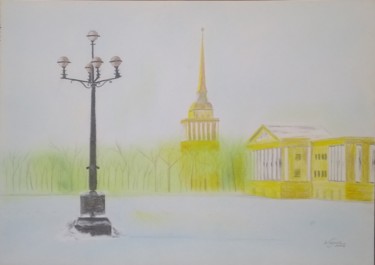 Desenho intitulada "Praça do Palácio de…" por Wagner Cavalcante, Obras de arte originais, Pastel