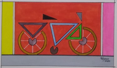 Painting titled "Bike" by Wagner Cavalcante, Original Artwork, Gouache