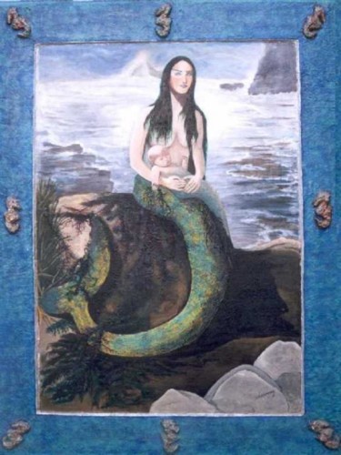 Painting titled "Sirena y sirenito" by Silviamvazz, Original Artwork