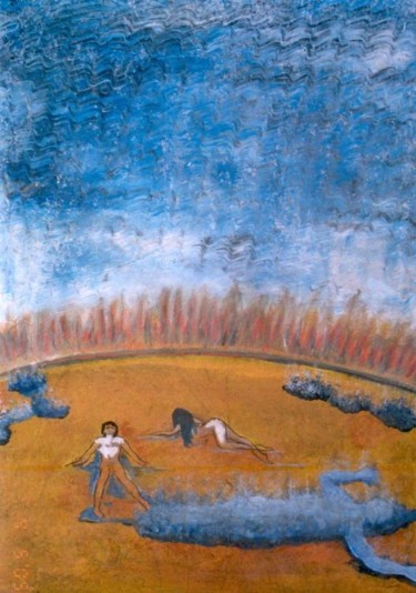 Pintura titulada "Agua y fuego" por Silviamvazz, Obra de arte original