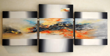 Painting titled "Triptyque Rêverie" by Pascaline Wagner, Original Artwork, Acrylic