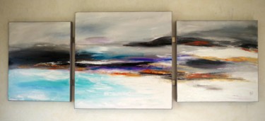 Painting titled "Triptyque Voyage" by Pascaline Wagner, Original Artwork, Oil