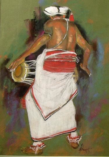 Pintura titulada "the drummer" por Nimali Dissanayaka, Obra de arte original