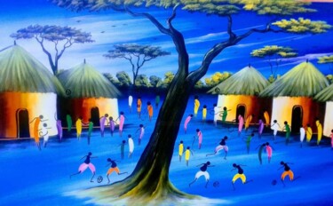 Painting titled "Living simple and t…" by Waiswa Arts, Original Artwork, Acrylic