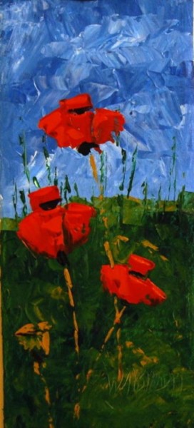 Painting titled "POPPIES # 7" by Zbigniew Waksmundzki, Original Artwork, Oil