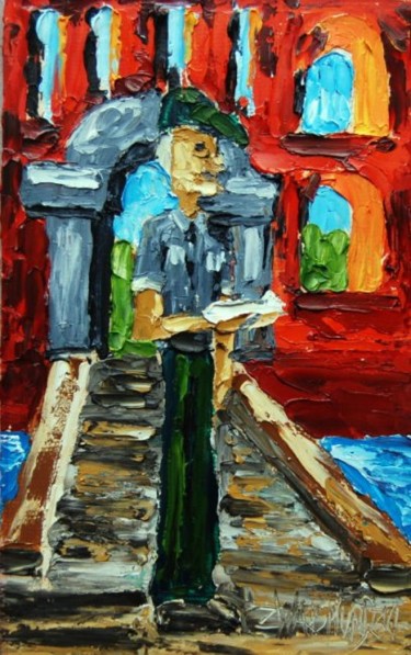 Pittura intitolato "MAN IN UNIFORM" da Zbigniew Waksmundzki, Opera d'arte originale, Olio