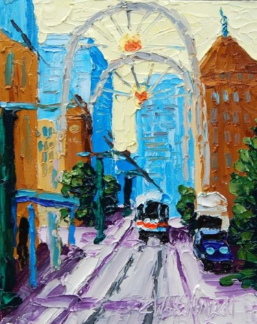 Painting titled "SUMMER IN THE CITY" by Zbigniew Waksmundzki, Original Artwork, Oil