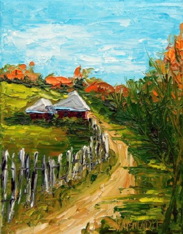 Painting titled "COUNTRY ROAD NR2" by Zbigniew Waksmundzki, Original Artwork, Oil