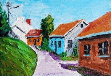 Painting titled "QUIET STREET NR4" by Zbigniew Waksmundzki, Original Artwork, Oil