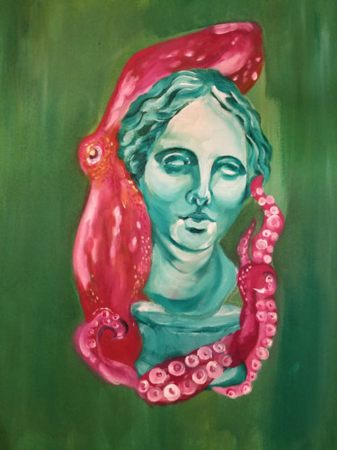 Painting titled "Goddess & Octopus" by Yuk Wa Yu, Original Artwork, Acrylic