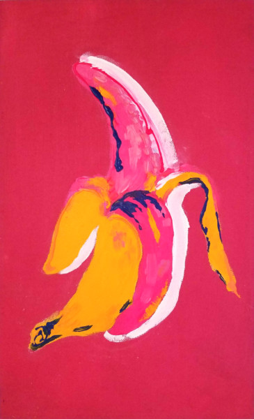 Painting titled "Banana - Red" by Yuk Wa Yu, Original Artwork, Acrylic